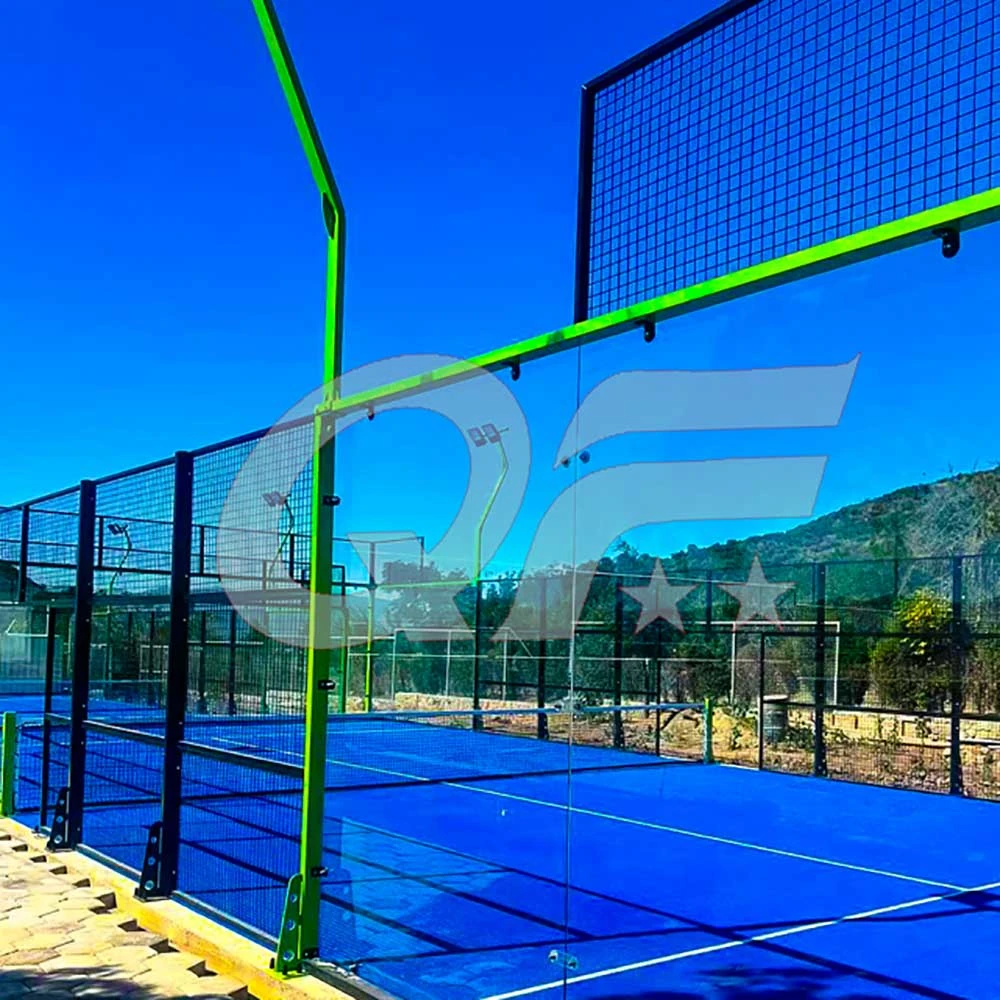 PD10 padel court installed with hot dip galvanized steel frame and UV resistant artificial turf for 45°C climates