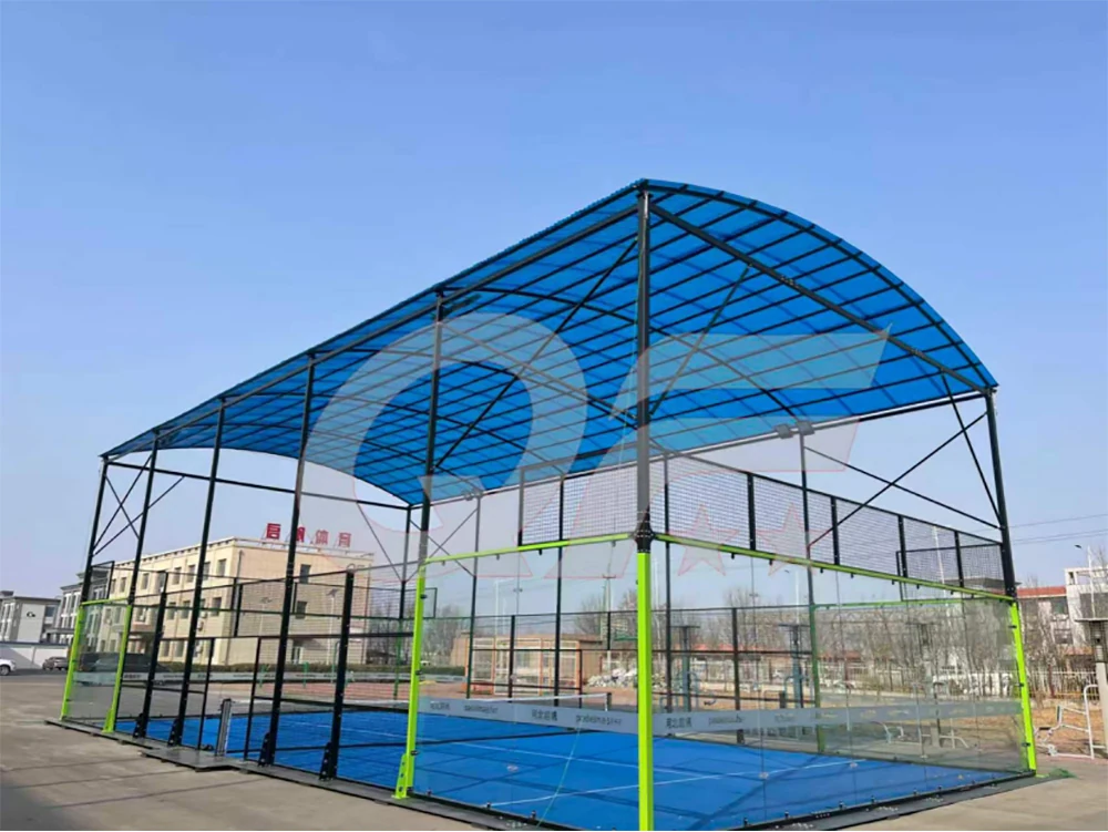 steel structure padel court canopy with polycarbonate roof for weather protection