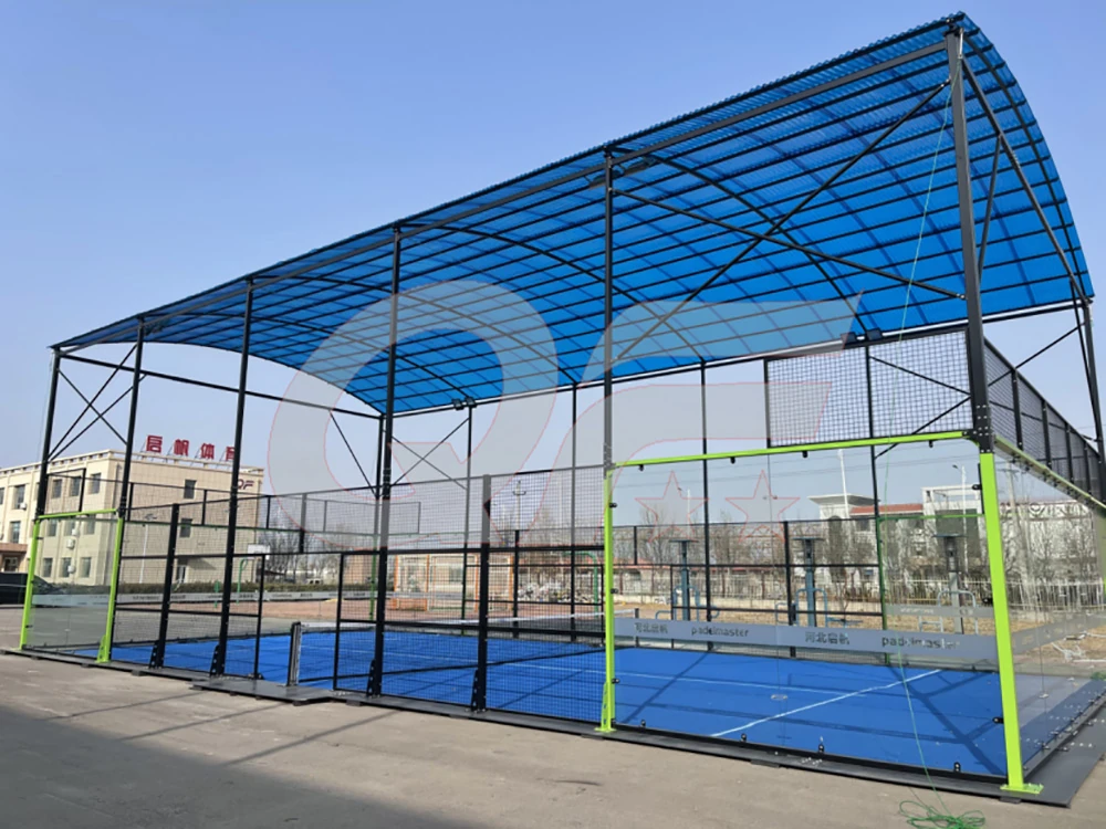 custom blue canopy covered padel club uk