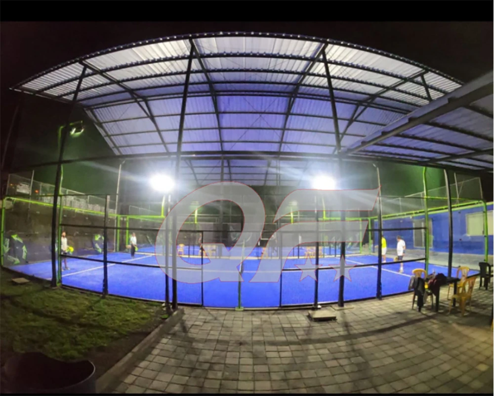 padel court with led lighting for night time sports activities