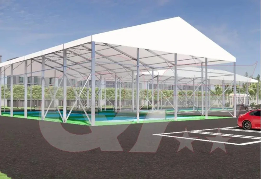 outdoor padel court tent canopy with parking