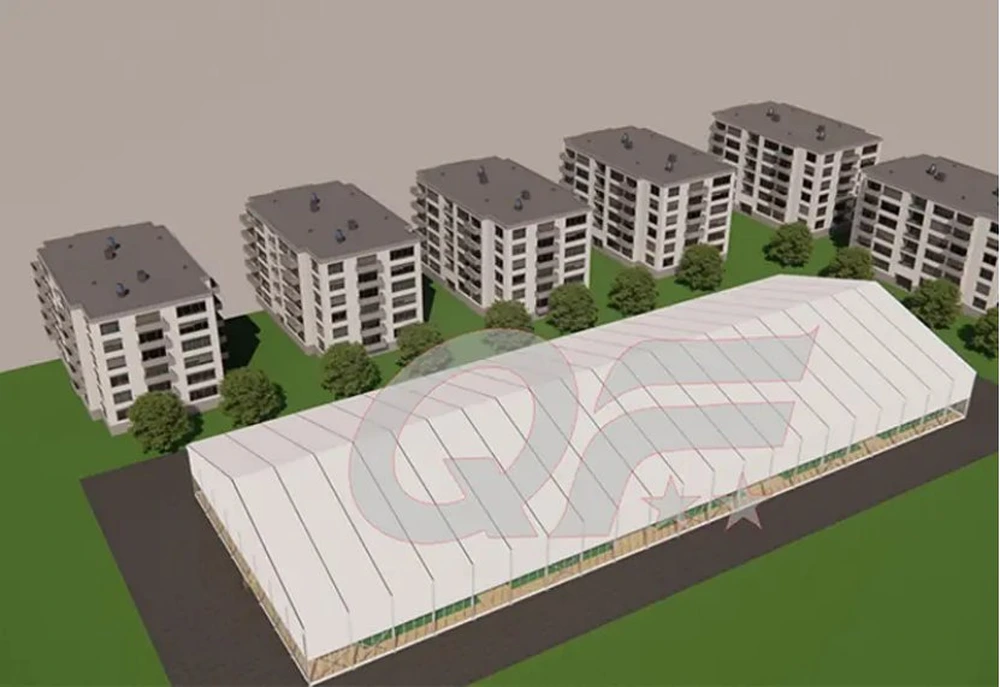 qifan covered padel court tent aerial view